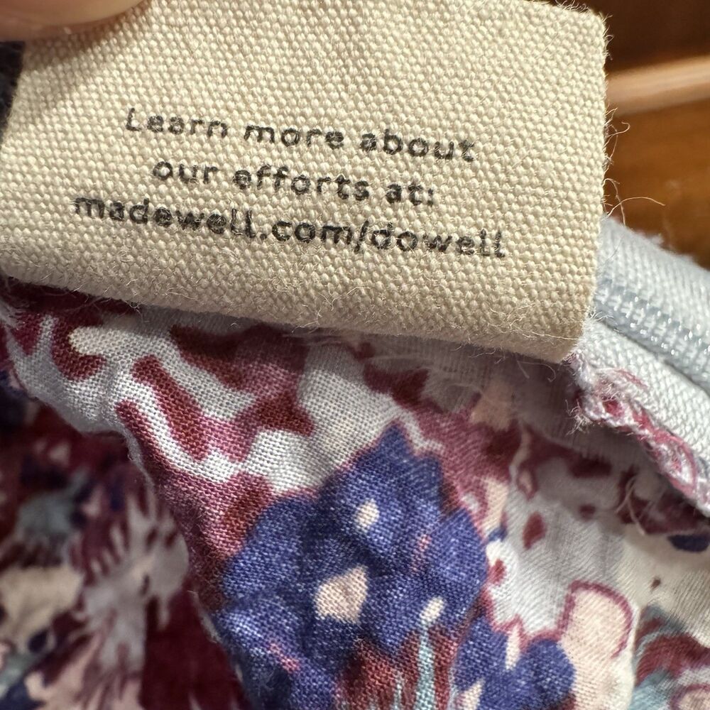Madewell Floral Seersucker Short Sleeve Top Ruched Front Side Zip Size 6 - Picture 9 of 10